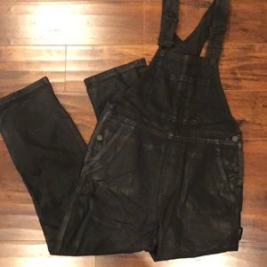 BDG black shiny overalls